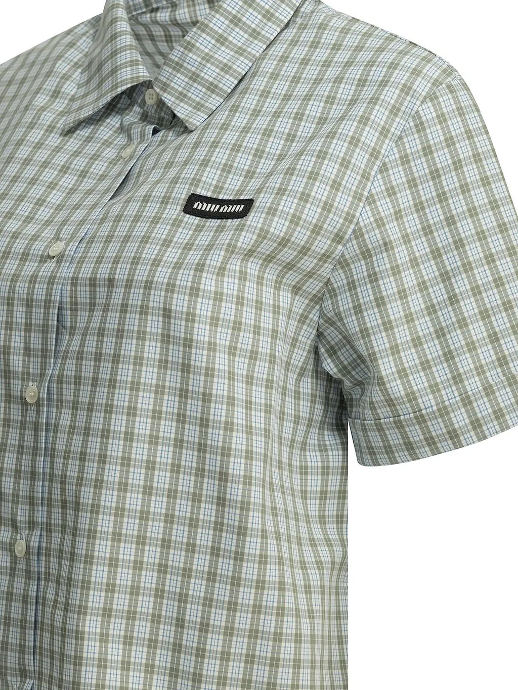Miu Miu Short-Sleeved Checked Poplin Shirt