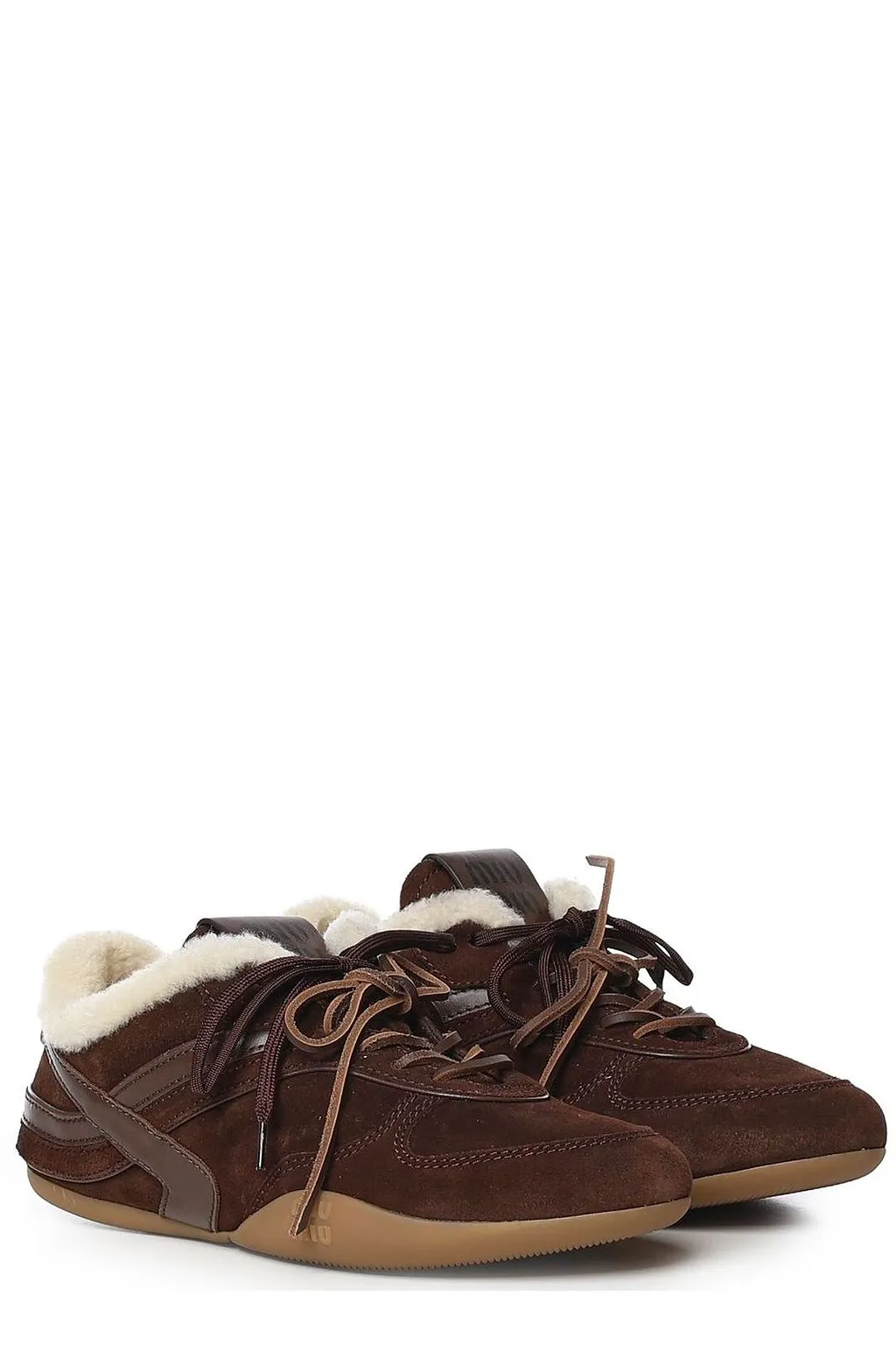 Miu Miu Shearling Trim Low-Top Sneakers