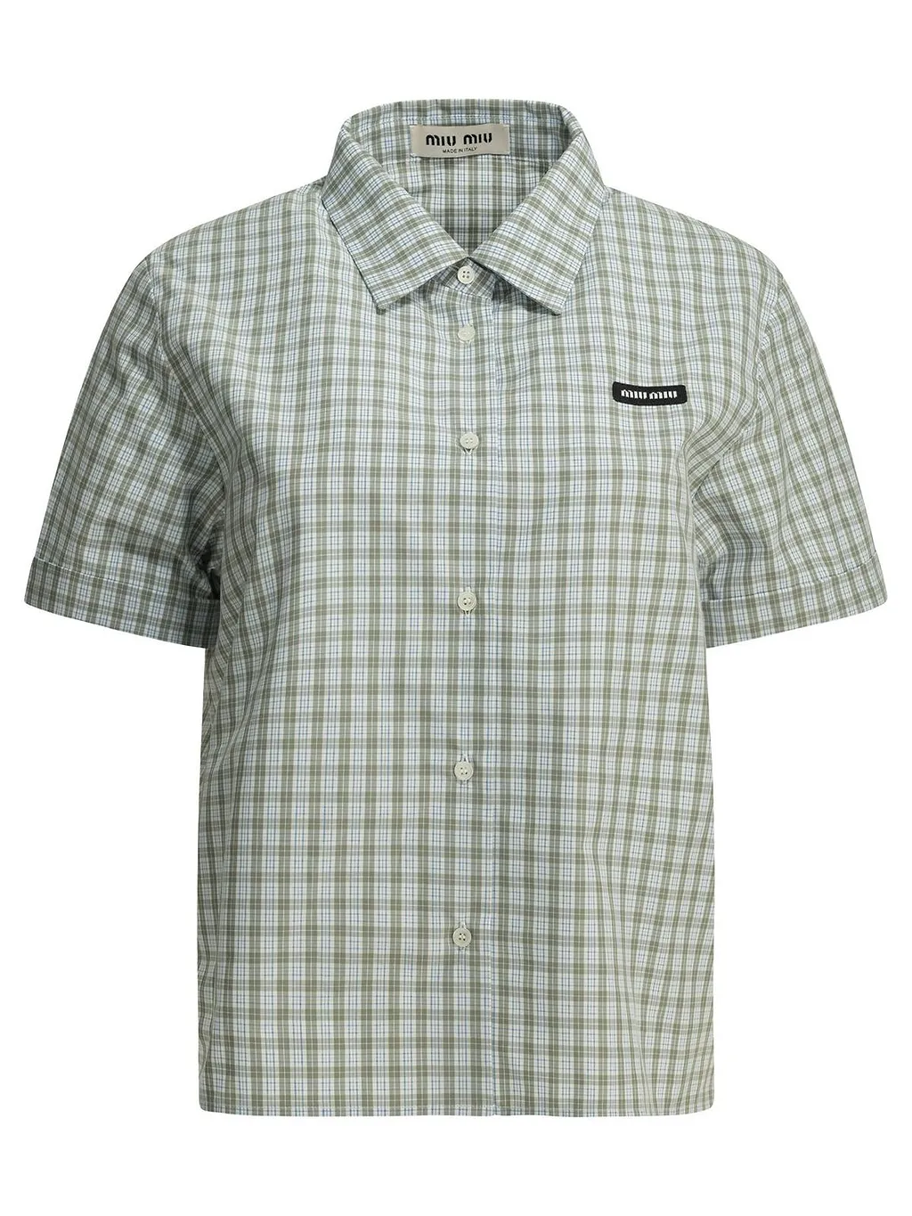 Miu Miu Short-Sleeved Checked Poplin Shirt