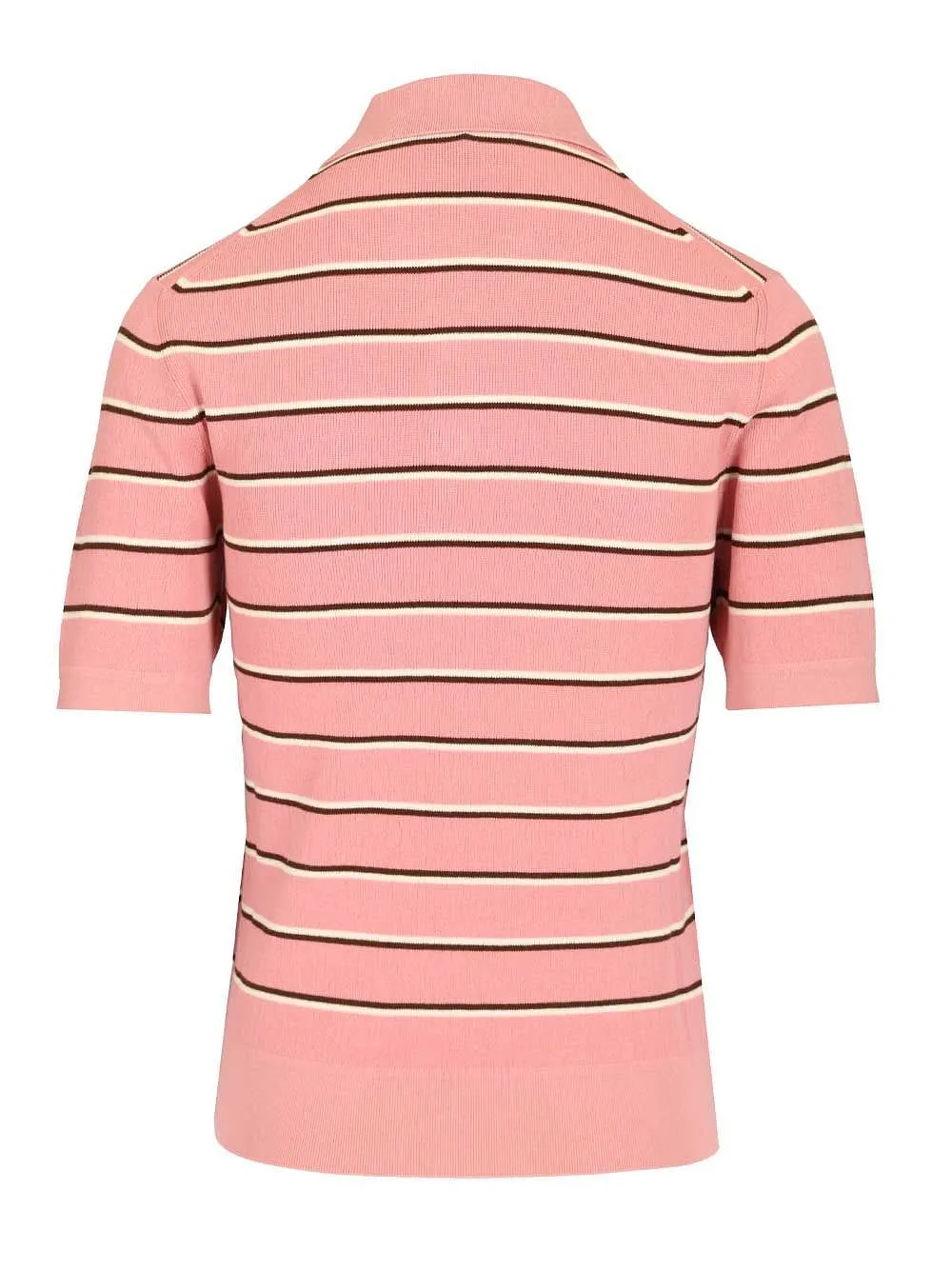 Miu Miu Short-Sleeved Striped Knitted Polo Shirt