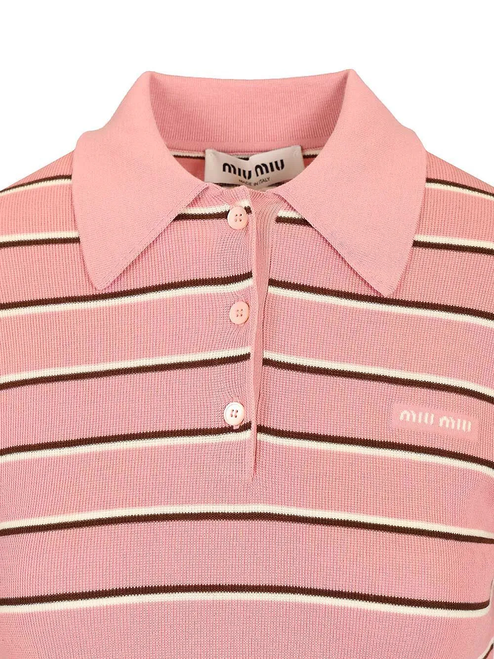 Miu Miu Short-Sleeved Striped Knitted Polo Shirt