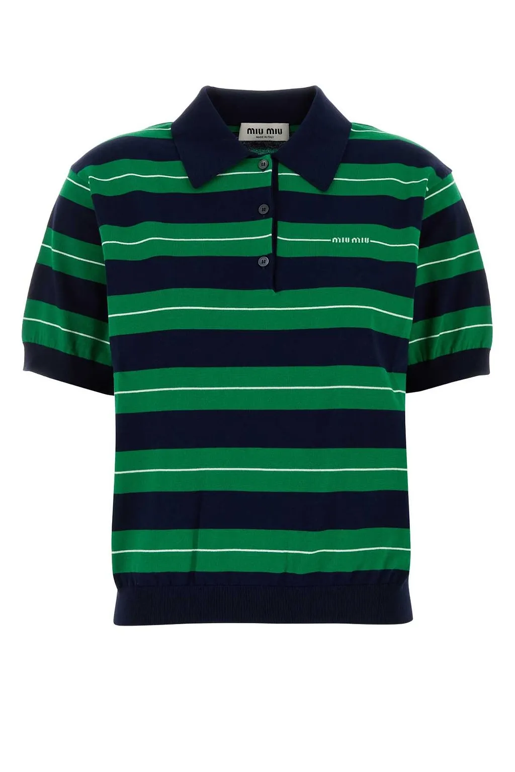 Miu Miu Short-Sleeved Striped Polo Shirt