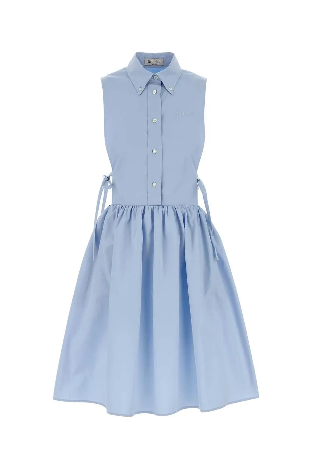 Miu Miu Sleeveless Poplin Side-Tie Dress