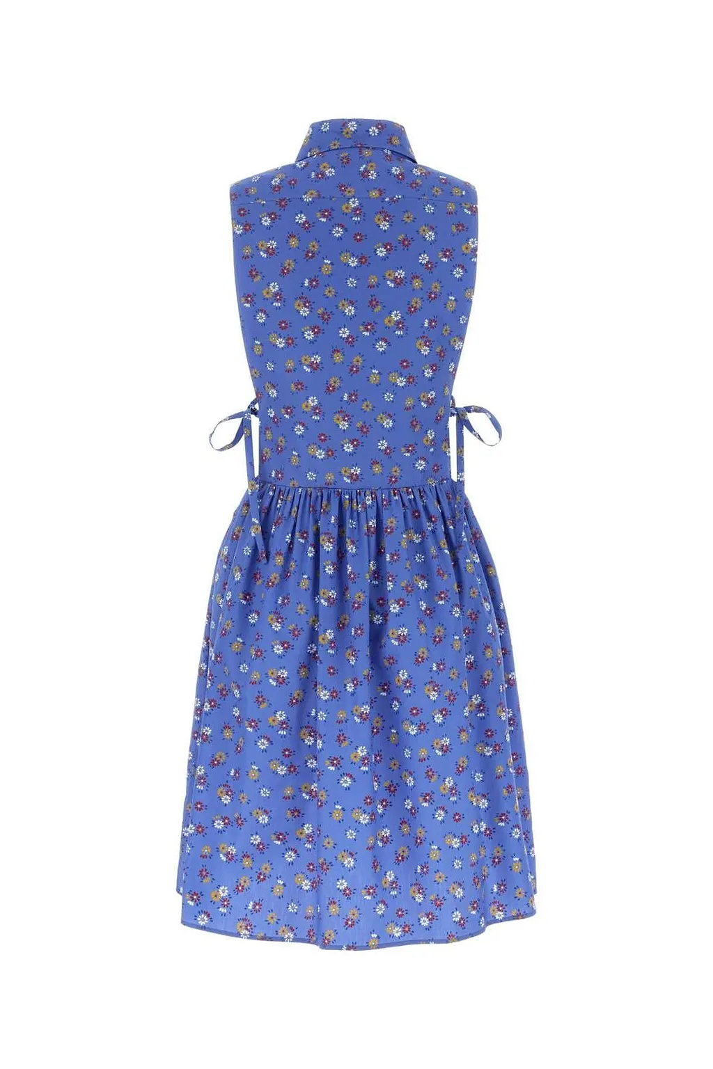 Miu Miu Sleeveless Poplin Side-Tie Dress