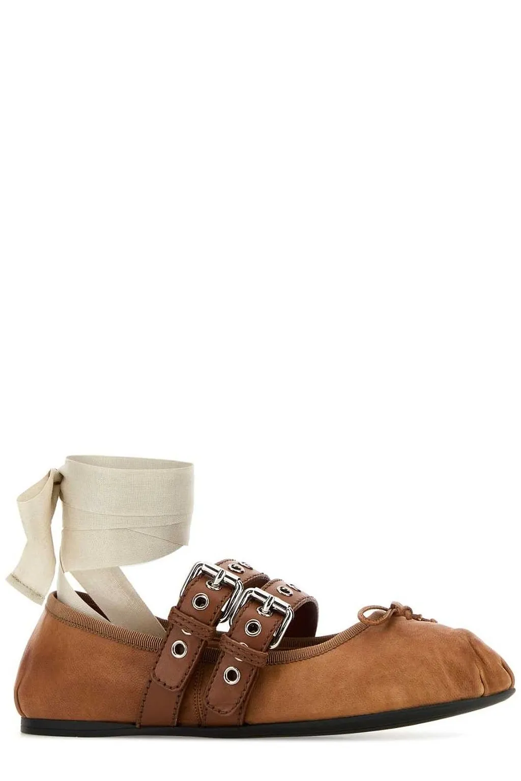 Miu Miu Strap-Detailed Ballerina Flats