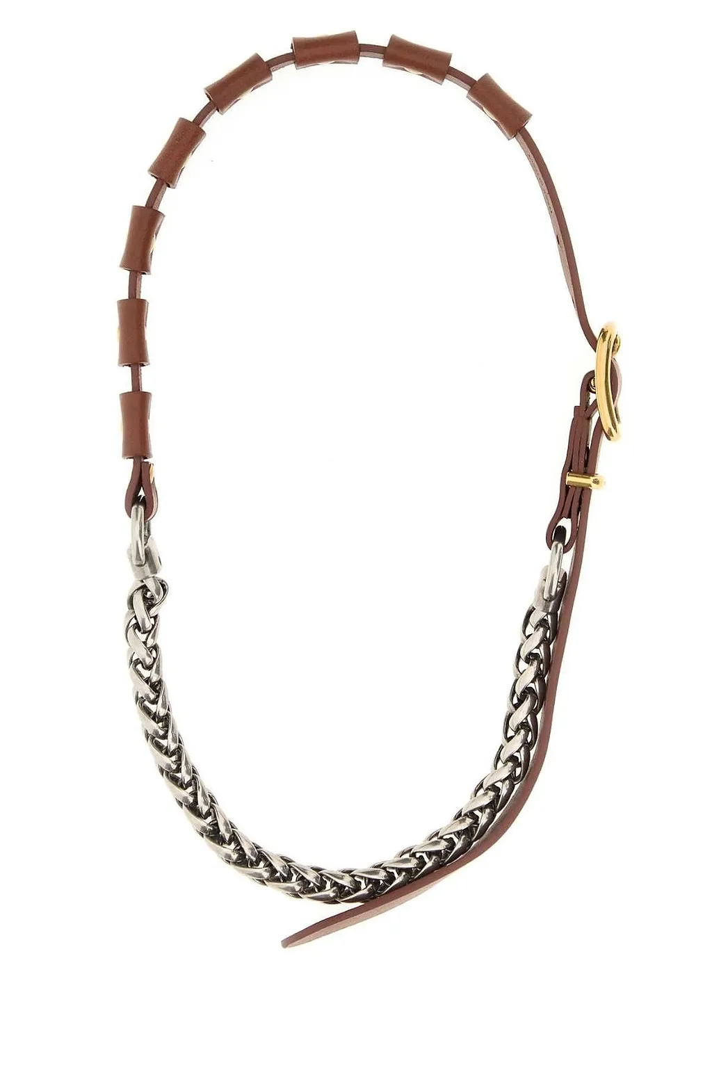 Miu Miu Studded Chain Leather Necklace