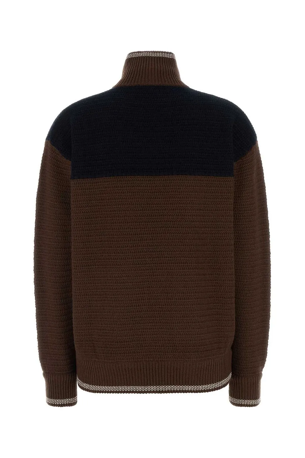 Miu Miu Two-Toned High-Neck Zipped Cardigan