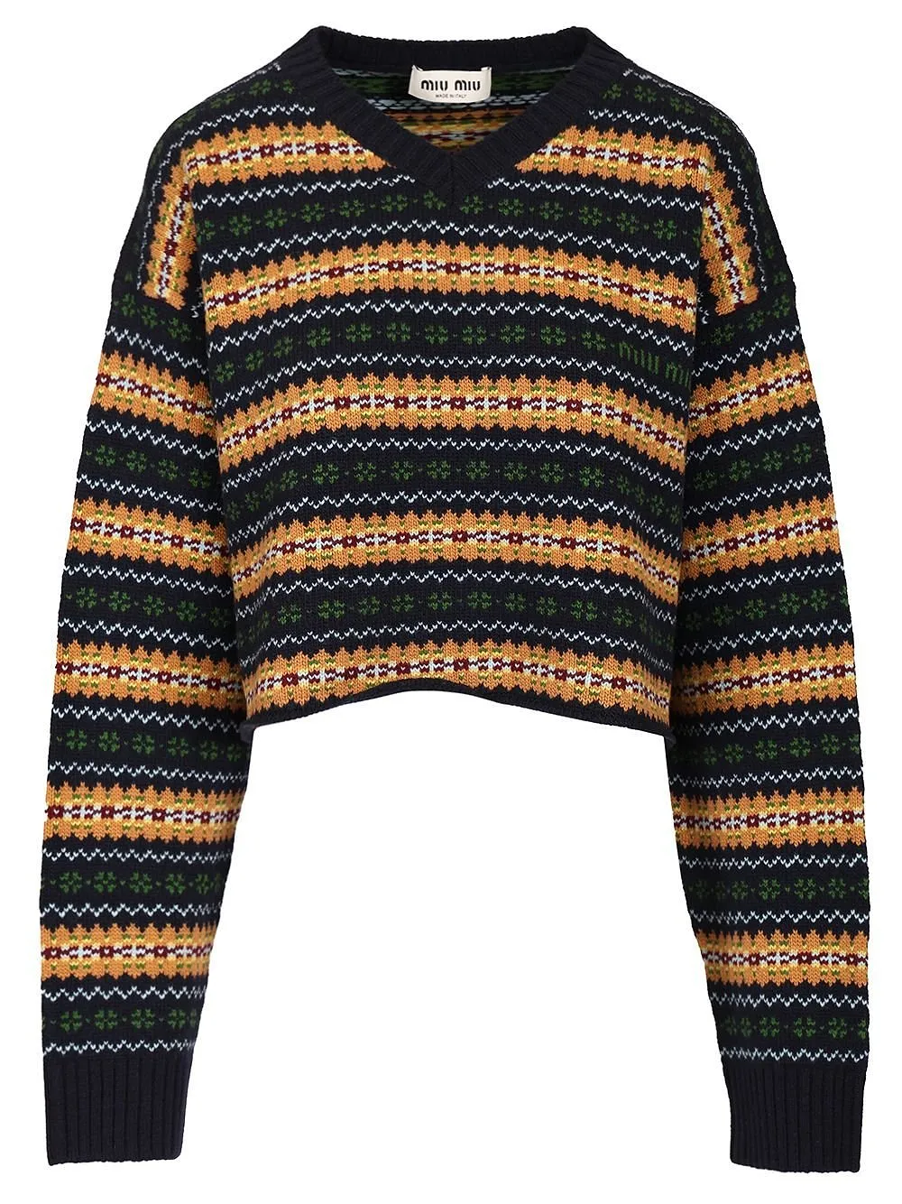 Miu Miu V-Neck Cropped Jumper