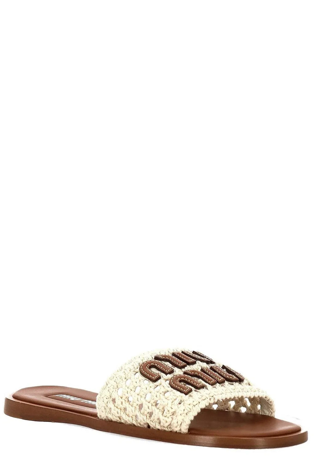 Miu Miu Woven Logo Flat Sandals