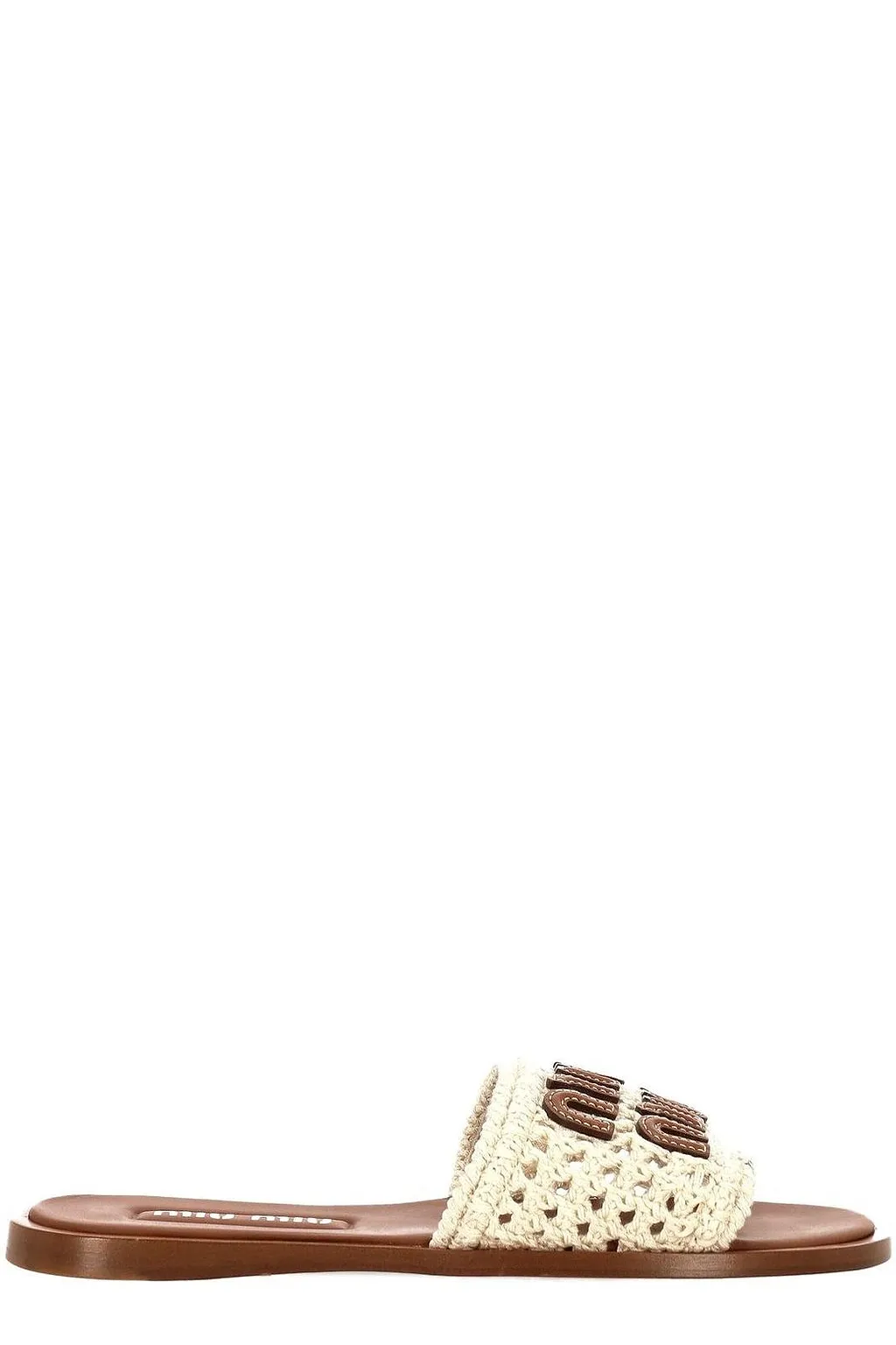 Miu Miu Woven Logo Flat Sandals
