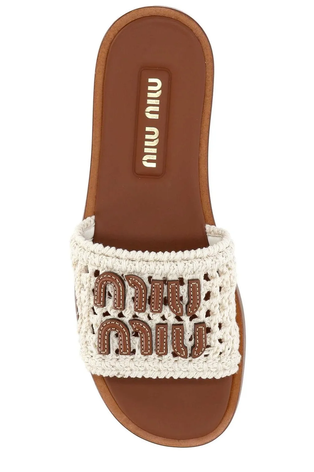 Miu Miu Woven Logo Flat Sandals