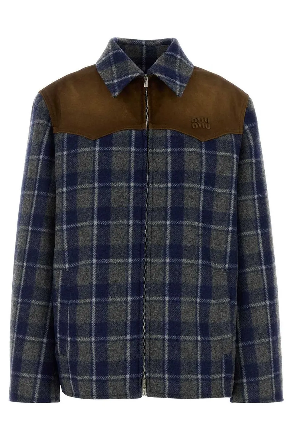 Miu Miu Zip-Up Checked Jacket