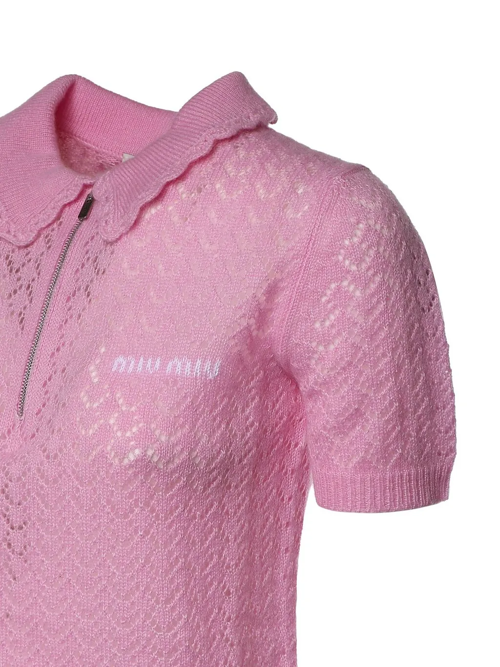 Miu Miu Zipped Knitted Polo Top