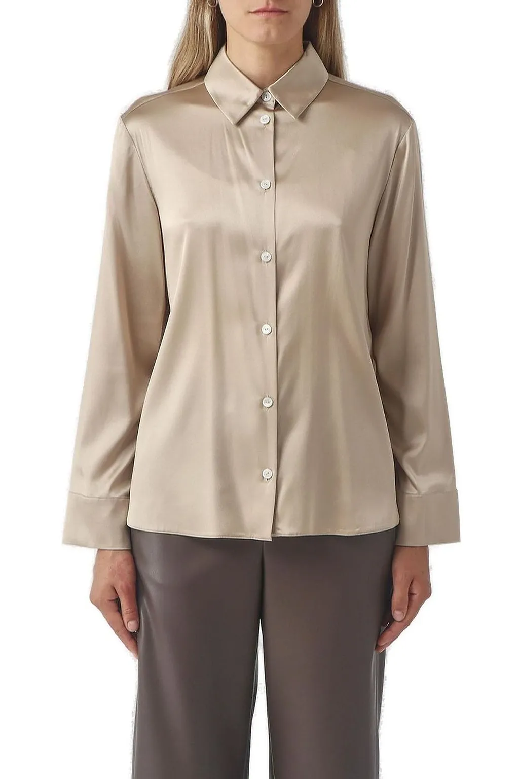 Mm By Max Mara Satin Long-Sleeve Shirt