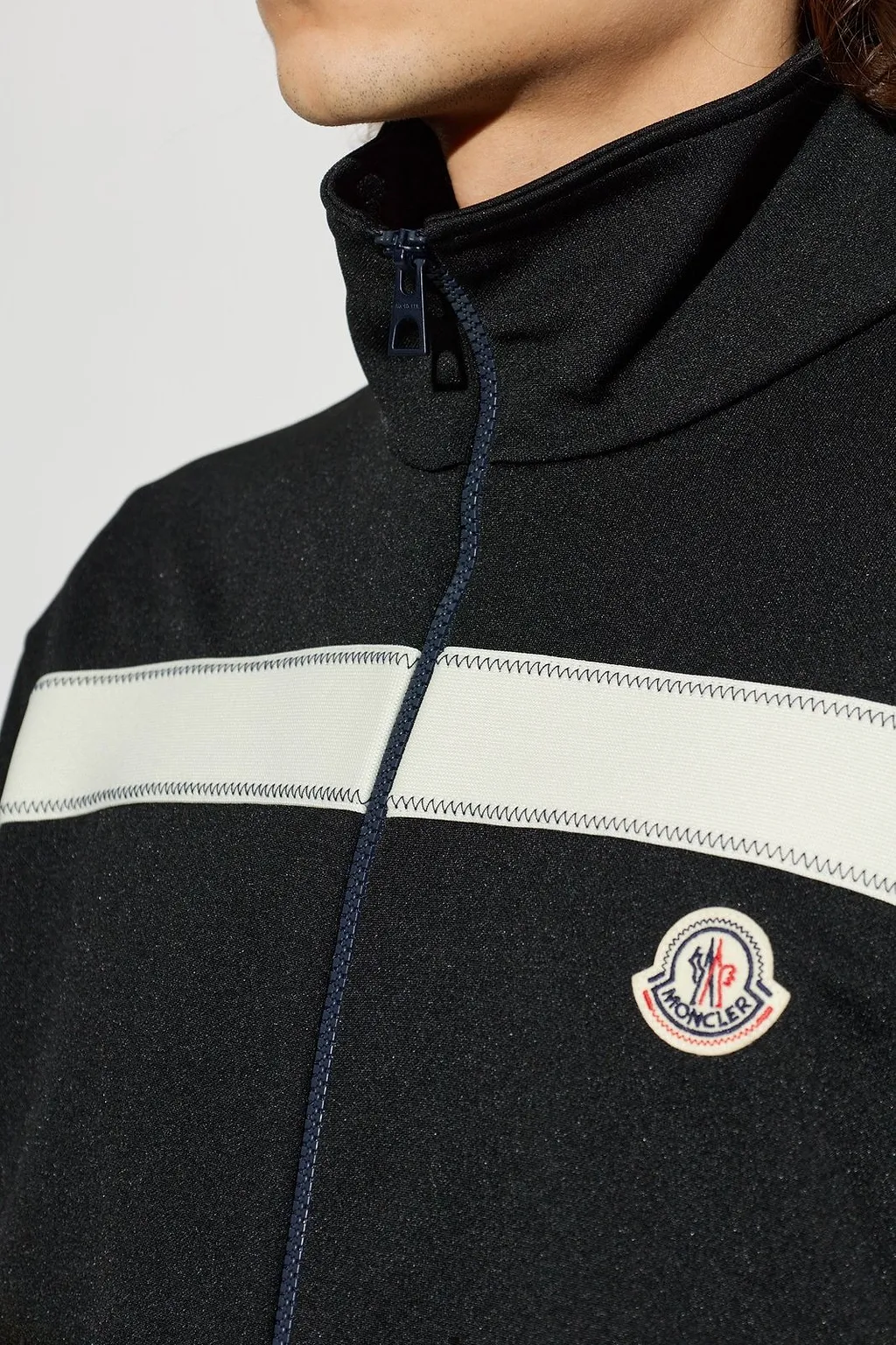 Moncler Contrast Stripe Zip Sweatshirt