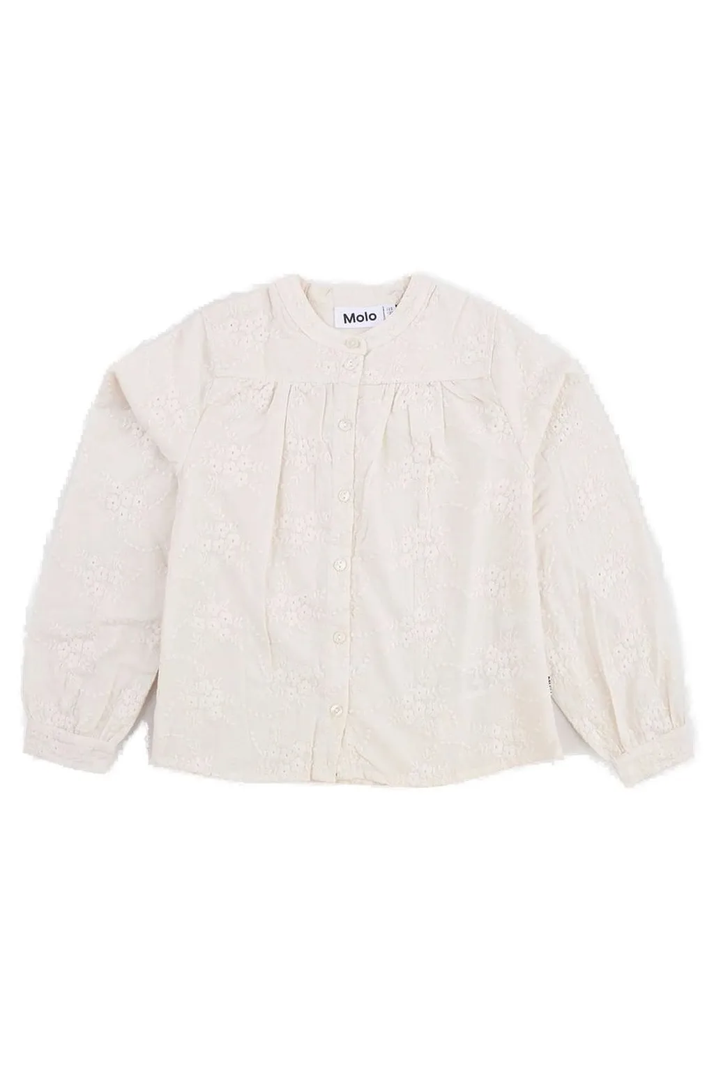 Floral Embroidered Mandarin-Collar Shirt