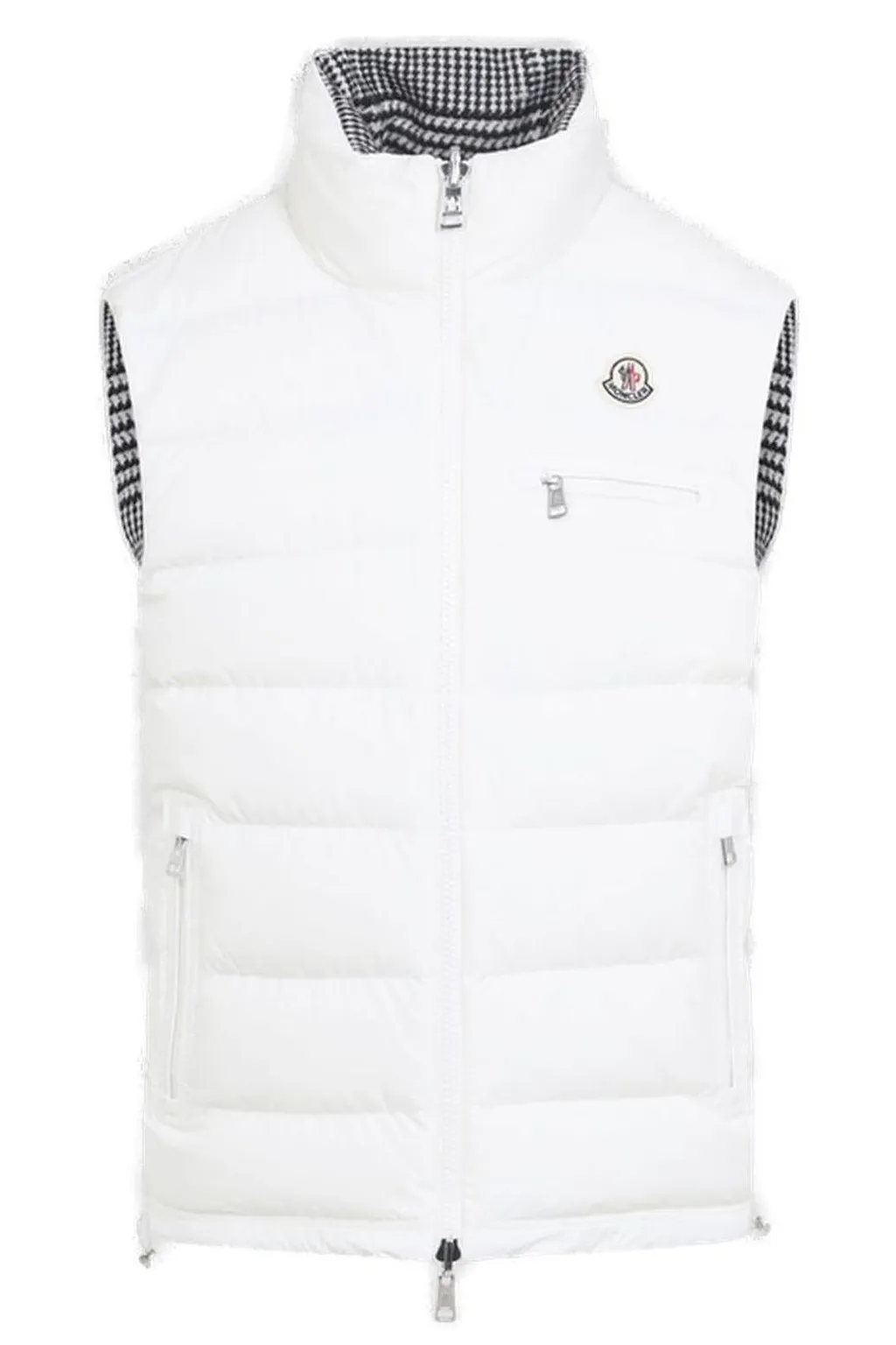 Gienah Houndstooth Zip-Up Padded Vest