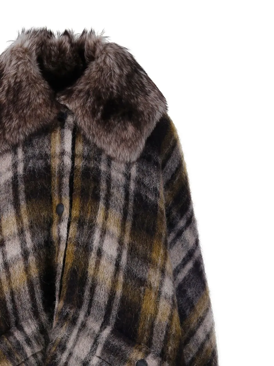 Moncler Grenoble Checked Fringed Edge Cape