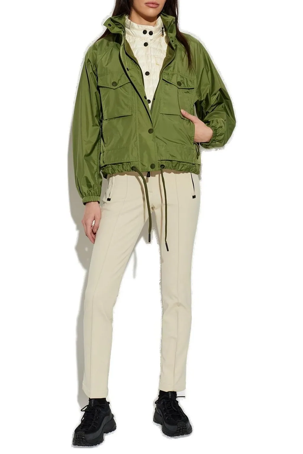 Moncler Grenoble High-Neck Drawstring Coat