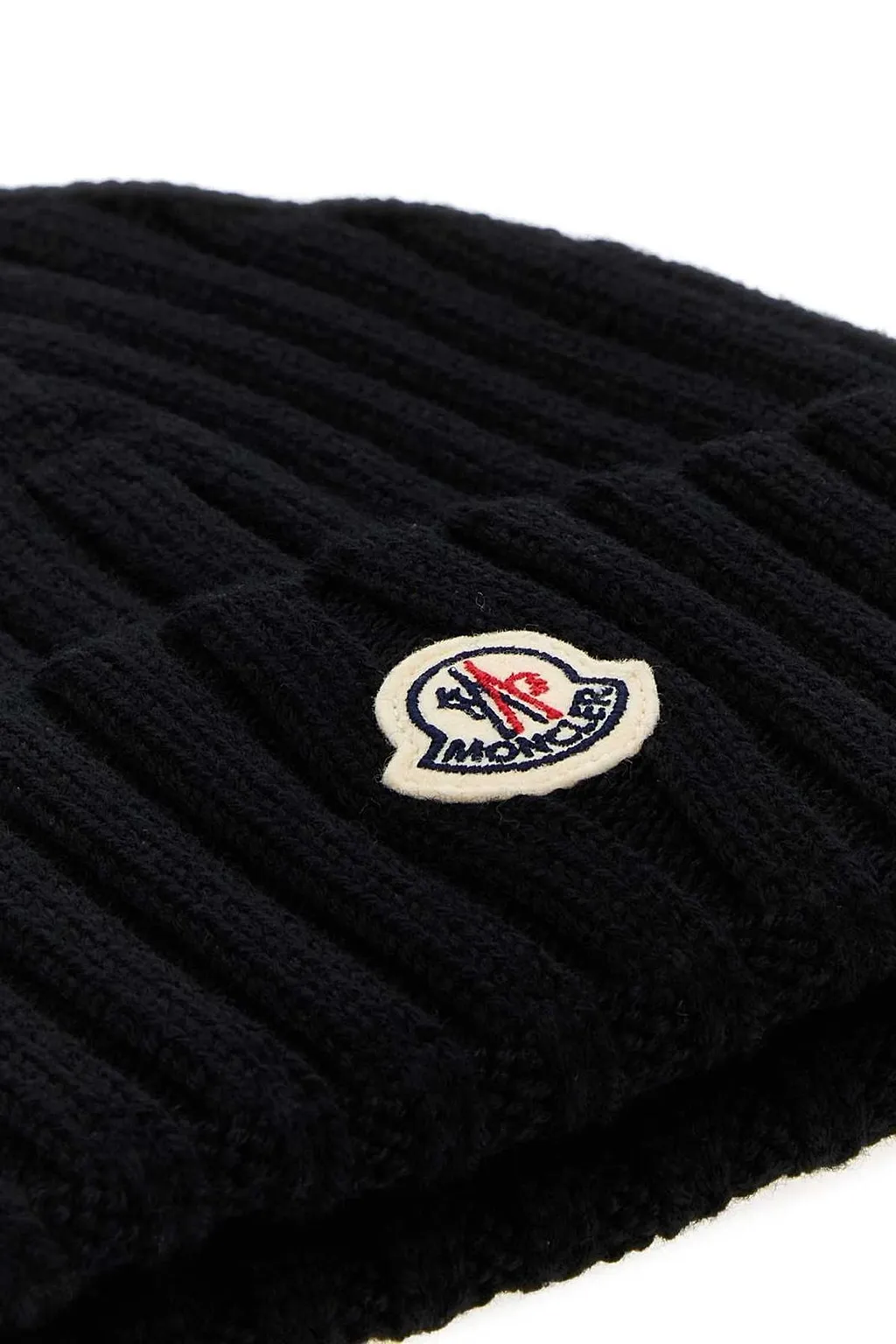 Moncler Logo Patch Ribbed Beanie