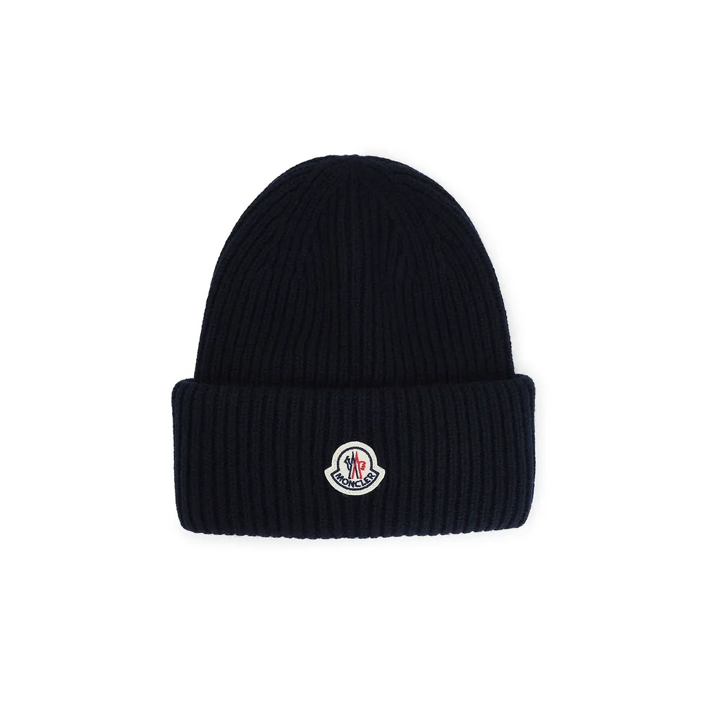 Logo Patch Ribbed Beanie