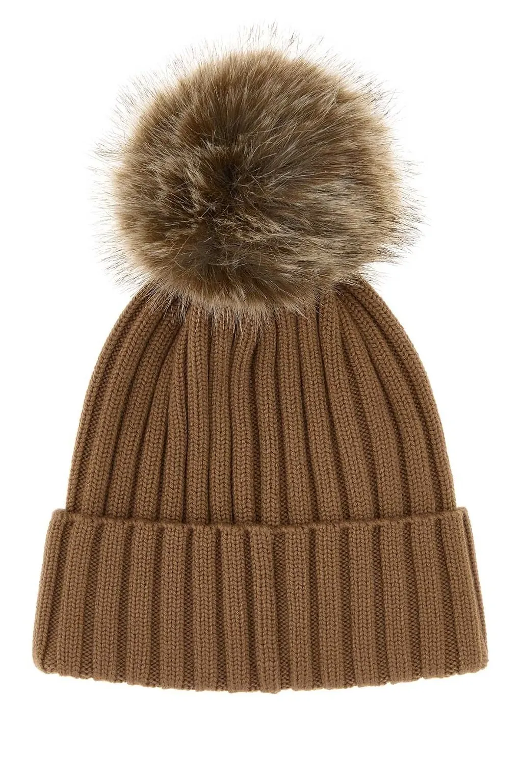 Ribbed Pompom Beanie Hat