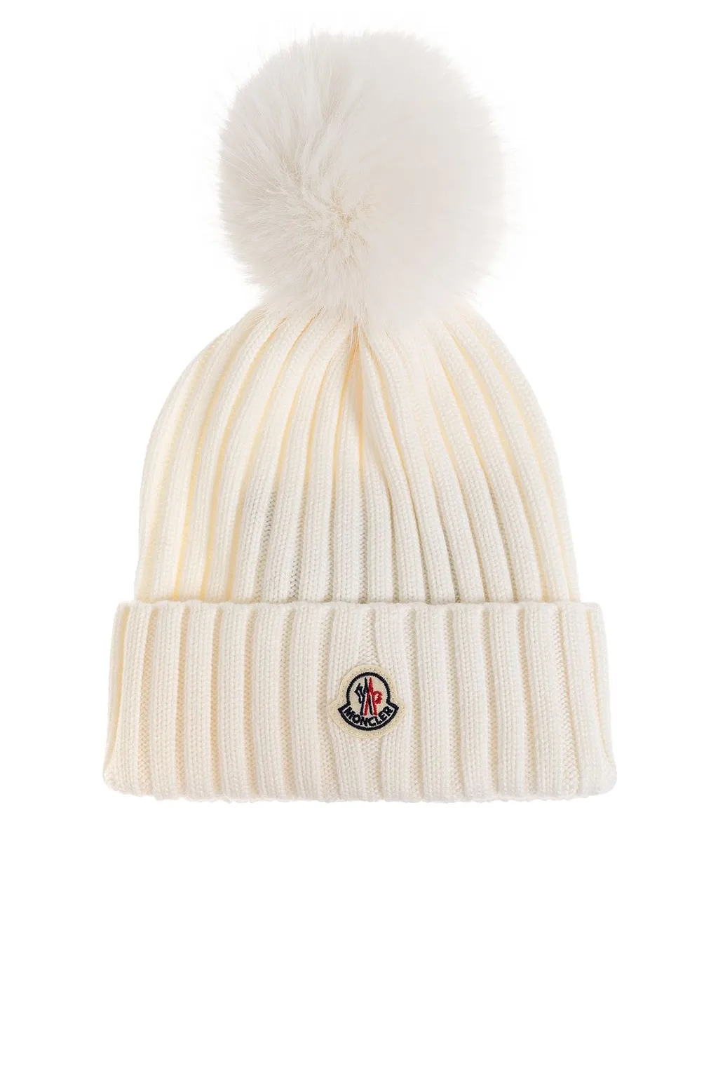 Moncler Logo Patch Pompon Knitted Beanie
