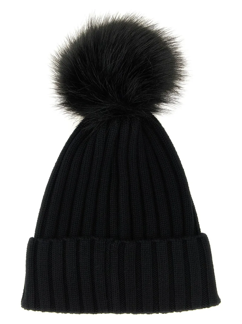 Moncler Logo Patch Pompon Knitted Beanie