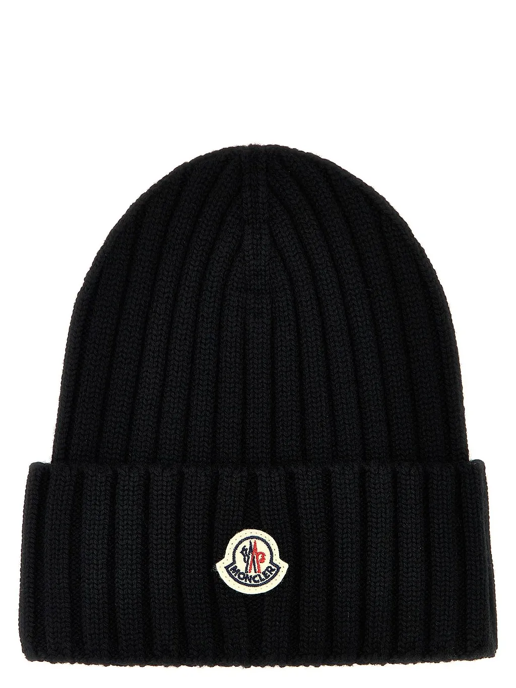 Moncler Logo Patch Ribbed Beanie