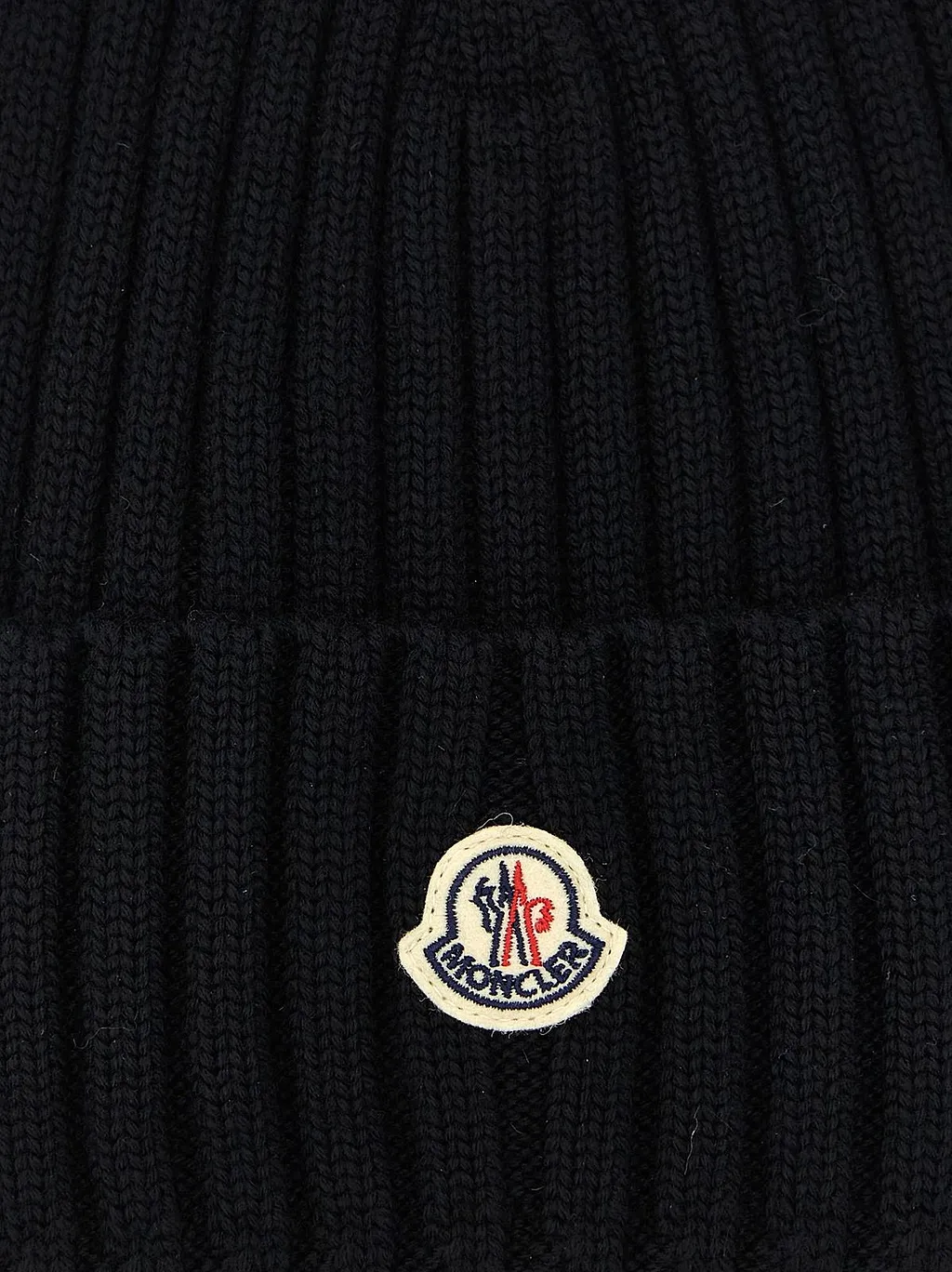 Moncler Logo Patch Ribbed Beanie