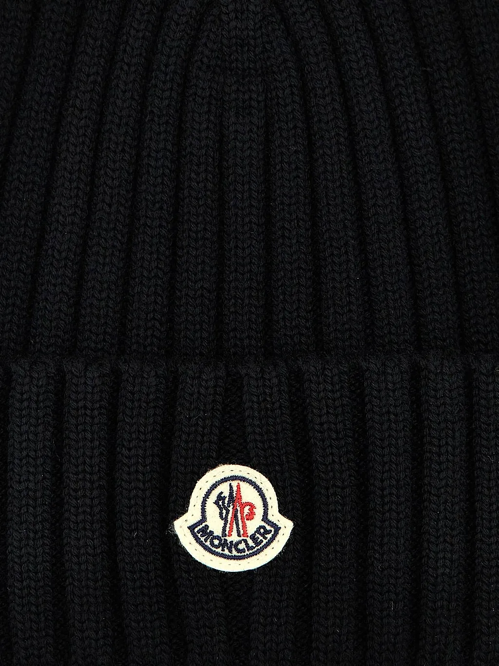 Moncler Logo Patch Ribbed Beanie
