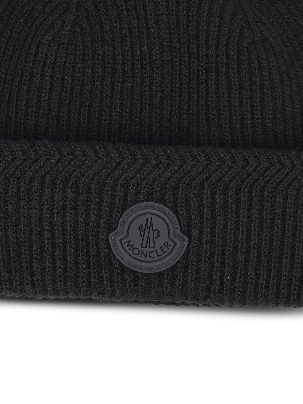 Moncler Logo Patch Ribbed Beanie