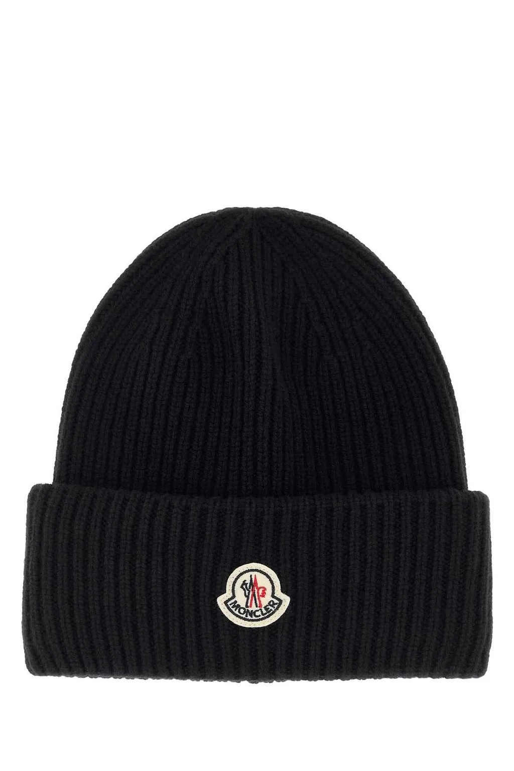 Moncler Logo Patch Ribbed Beanie Hat