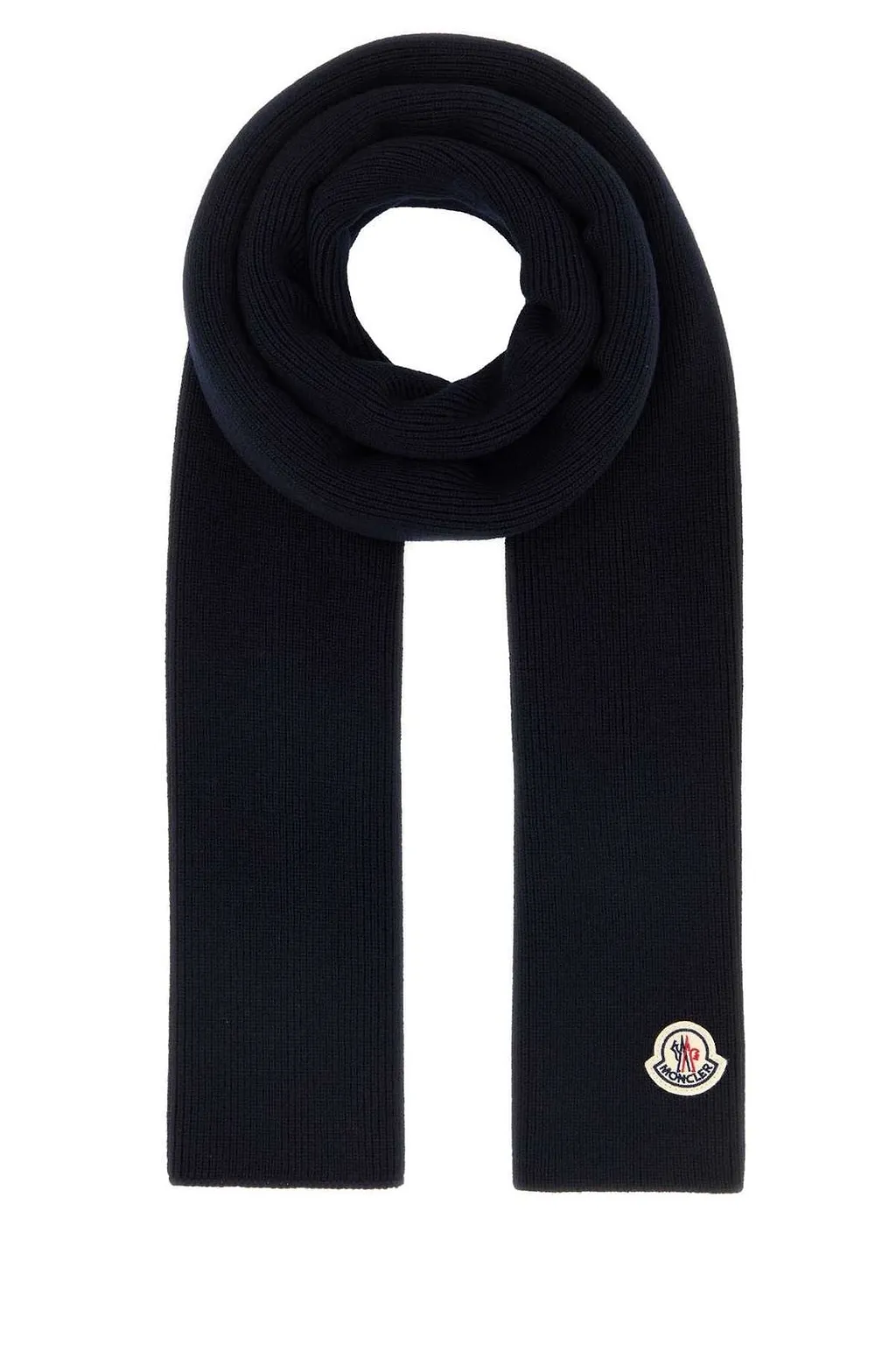 Moncler Logo Patch Ribbed Scarf
