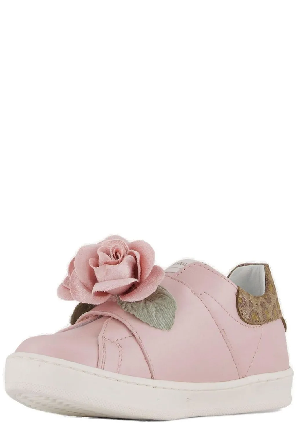 Monnalisa Rose Embellished Round Toe Sneakers