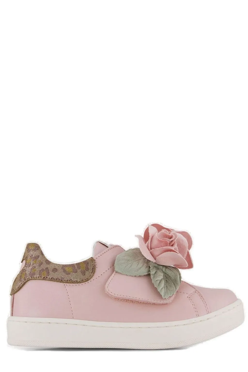 Monnalisa Rose Embellished Round Toe Sneakers