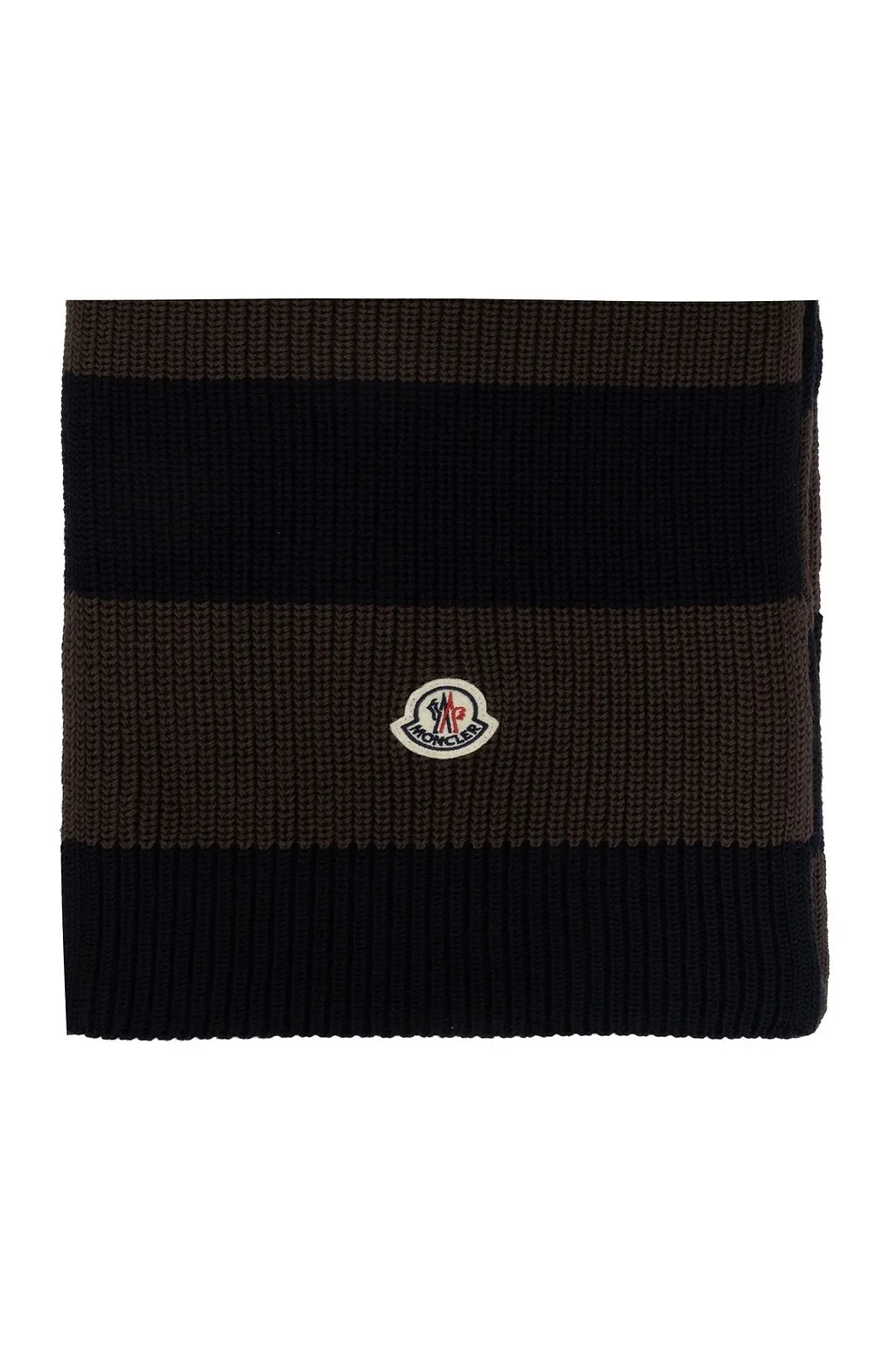 Moncler Logo Patch Striped Scarf