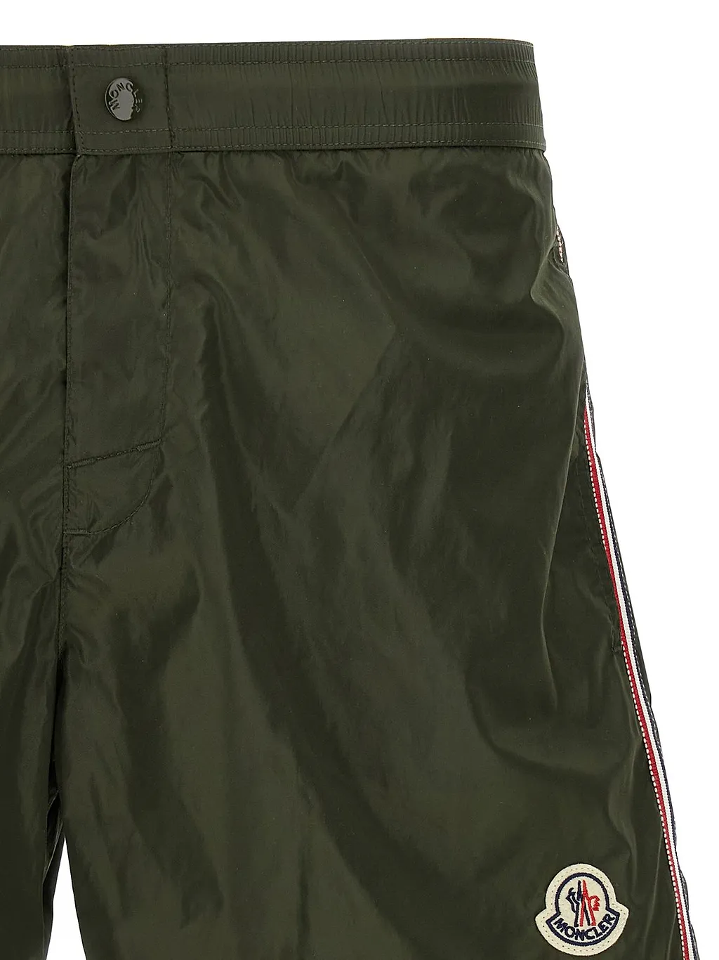 Moncler Logo Patch Stripe Detailed Swim Shorts