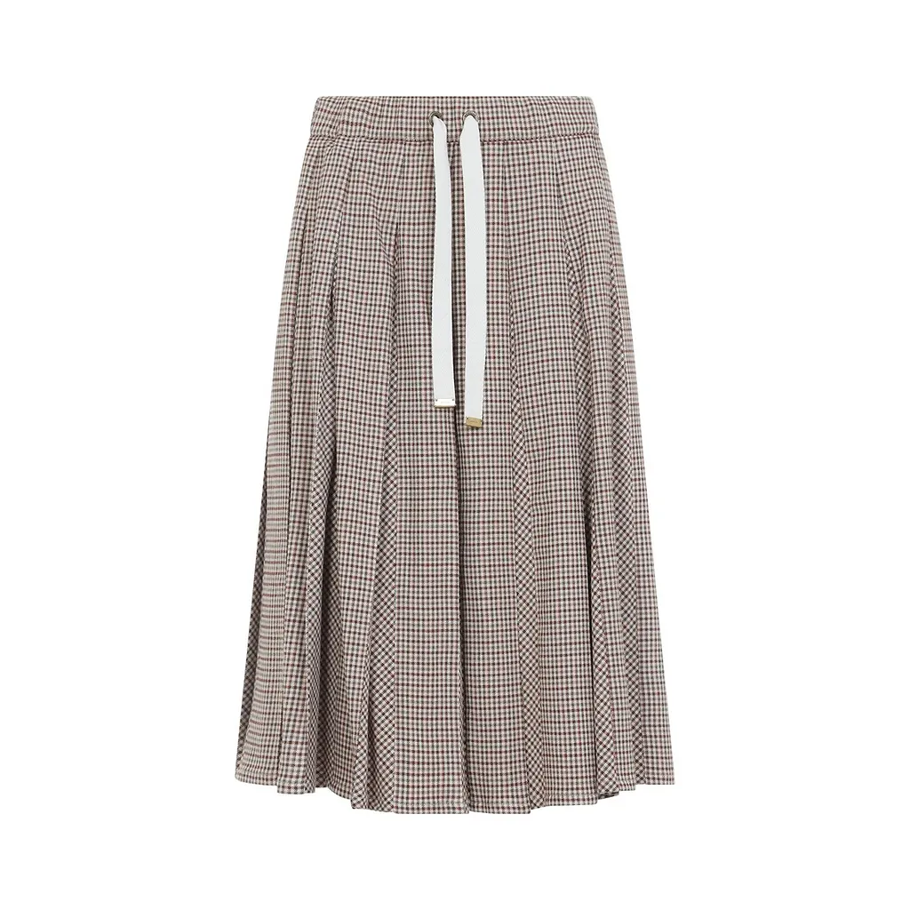 Moncler Microcheck Pleated Midi Skirt