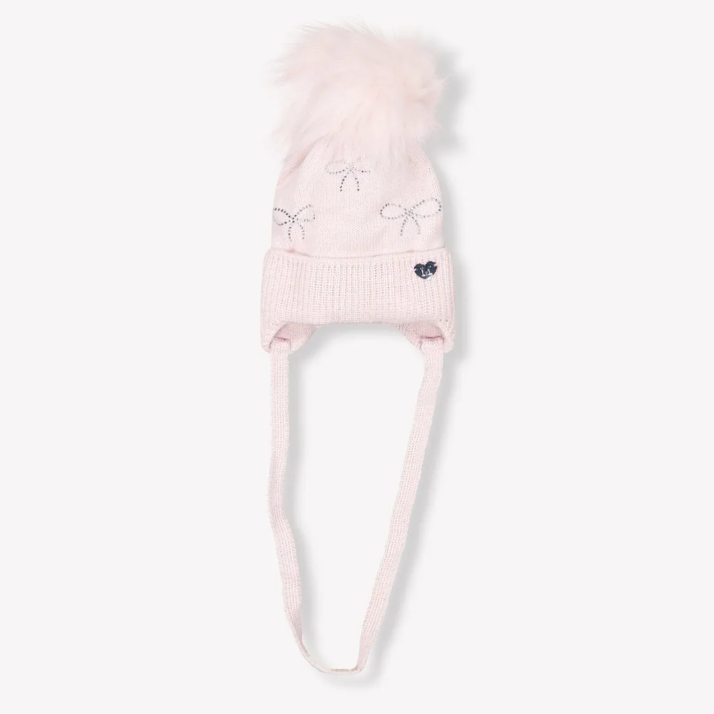 Monnalisa Embellished Bow Pompom Hat
