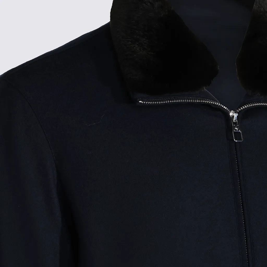 Zip-Up Fur-Collar Jacket