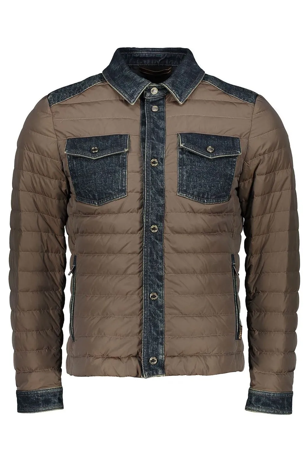 Moorer Quilted Denim-Trim Down Jacket
