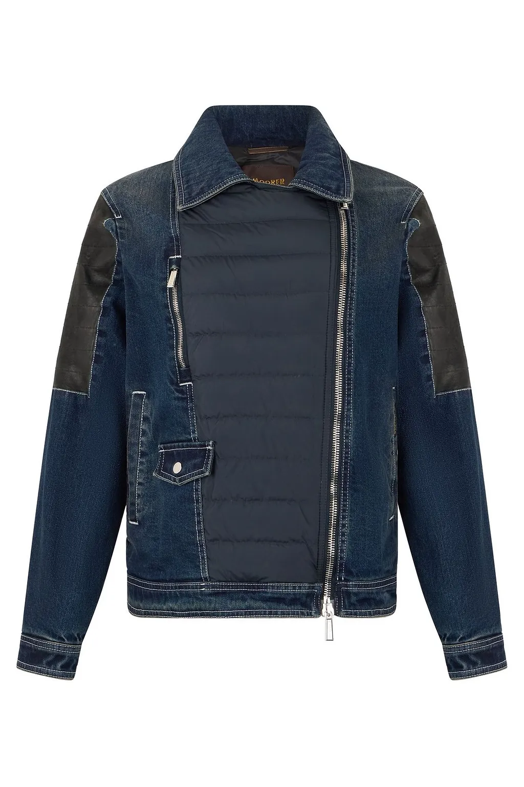 Moorer Quilted Denim Down Jacket