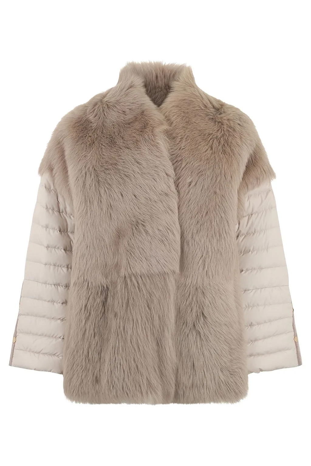 Moorer Quilted Faux Fur Panel Coat