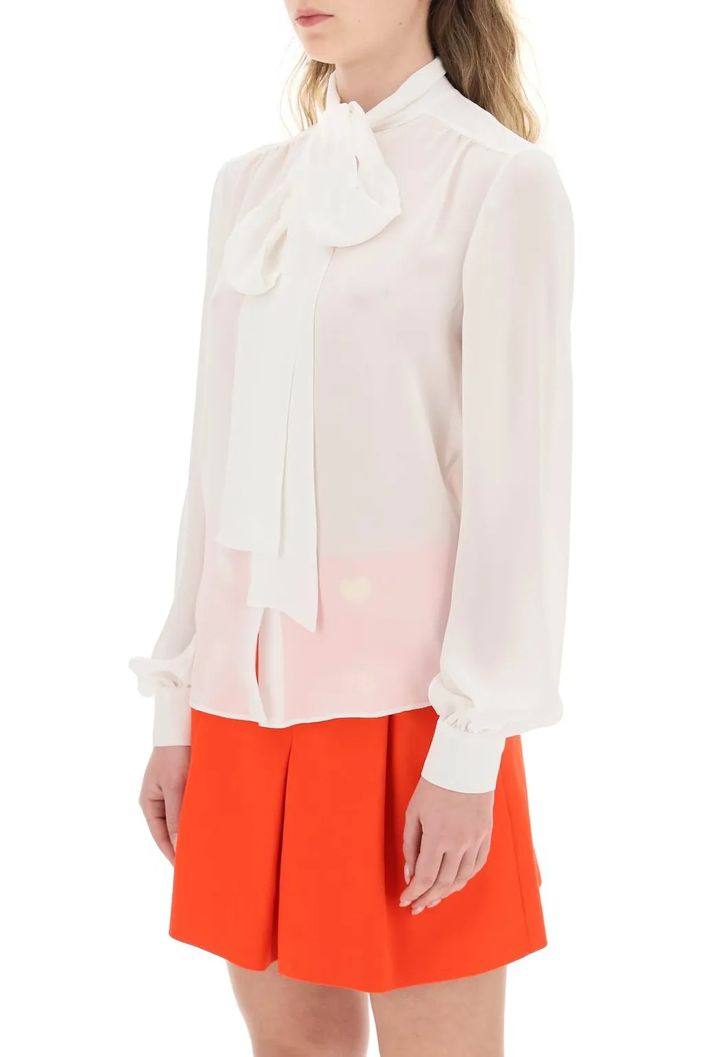 Bow Detailed Long-Sleeved Shirt