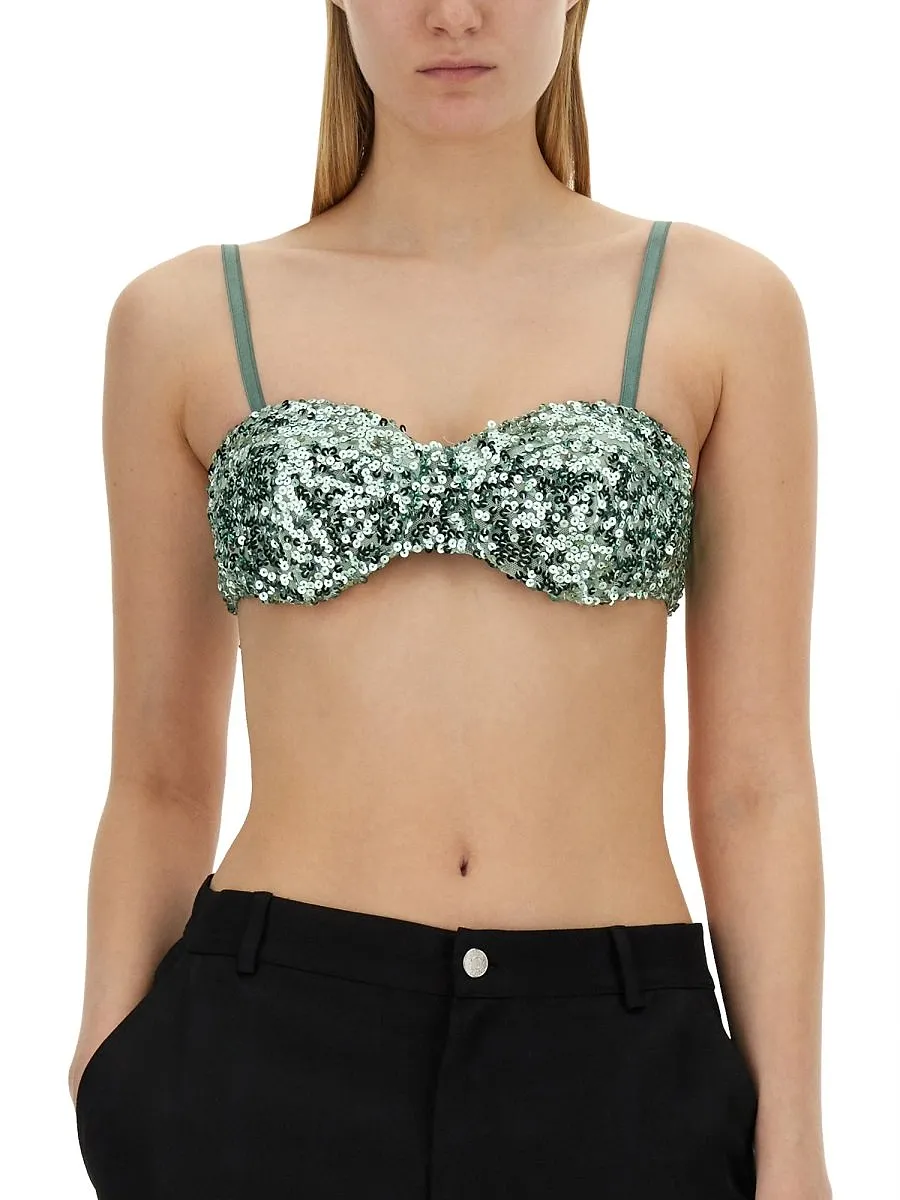 Moschino Jeans Sequined Cropped Top