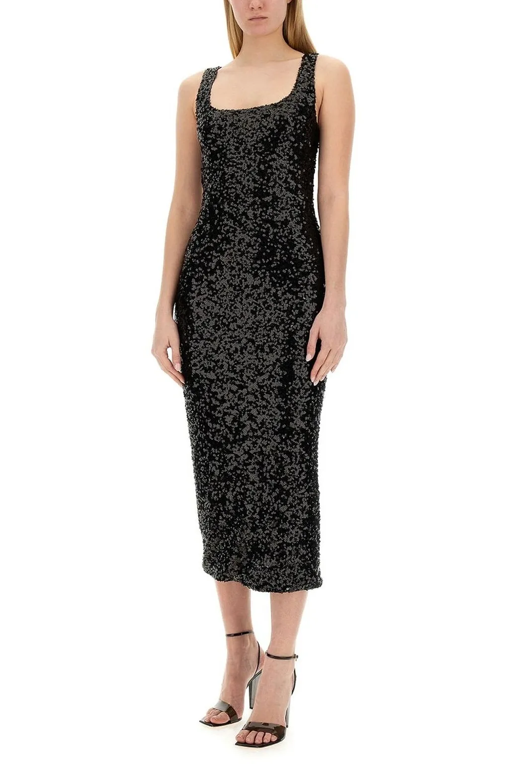 Moschino Jeans Sequin Embellished Sleeveless Maxi Dress