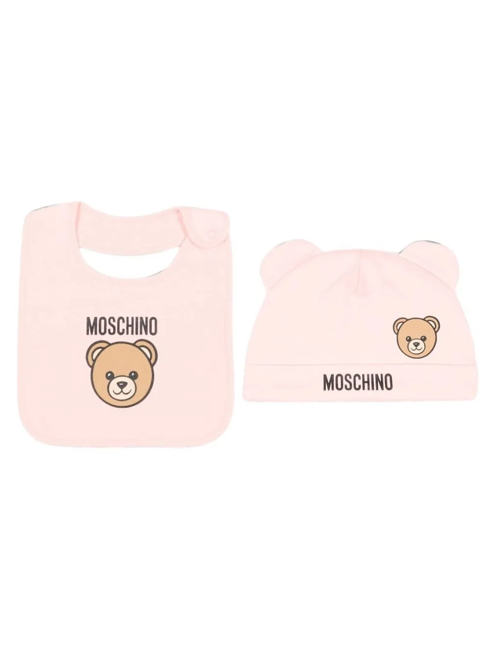 Moschino Kids Logo Printed Beanie And Bib Set