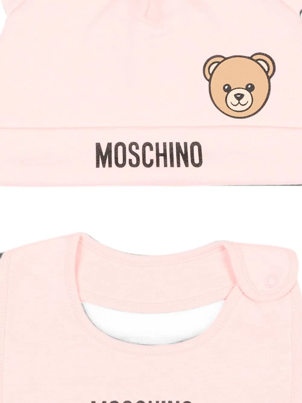 Moschino Kids Logo Printed Beanie And Bib Set