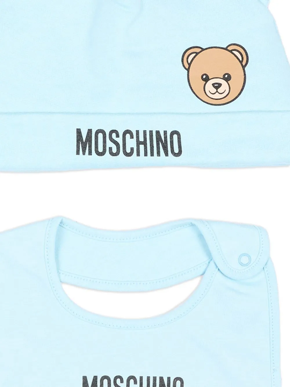 Moschino Kids Logo Printed Beanie And Bib Set